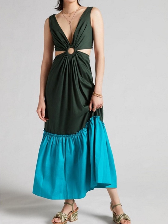 Anthropologie Dresses & Skirts - Anthropologie Geisha Designs green blue colorblock cutout maxi dress